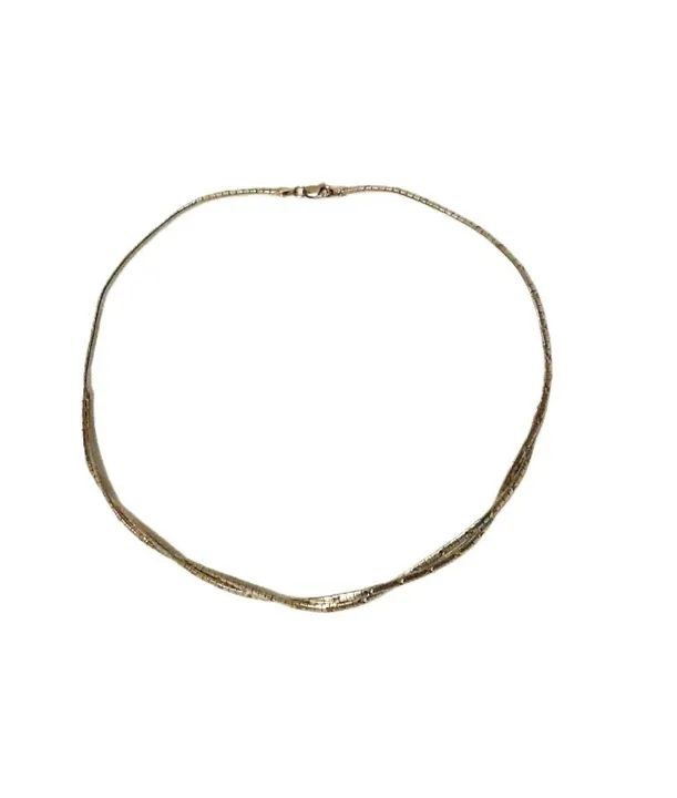 colar feminino em prata trabalhada trançada 2 fios 4mm 42cm