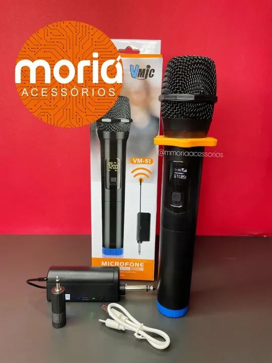 Microfone Sem Fio Wireless com Receptor Recarregável Dinâmico Display Digital  - Foto 5