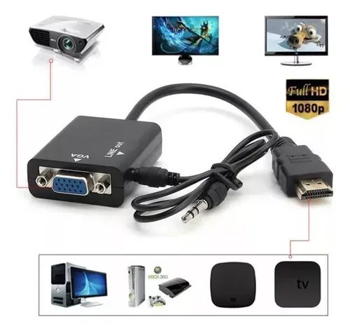 Cabo Conversor Adaptador Hdmi Para Vga Com Saída P2 Áudio - Foto 3