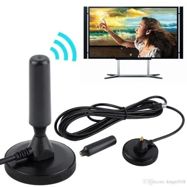 Antena Para Sinal Digital 3.5 DBi Cabo 5Metros Base Com Imã