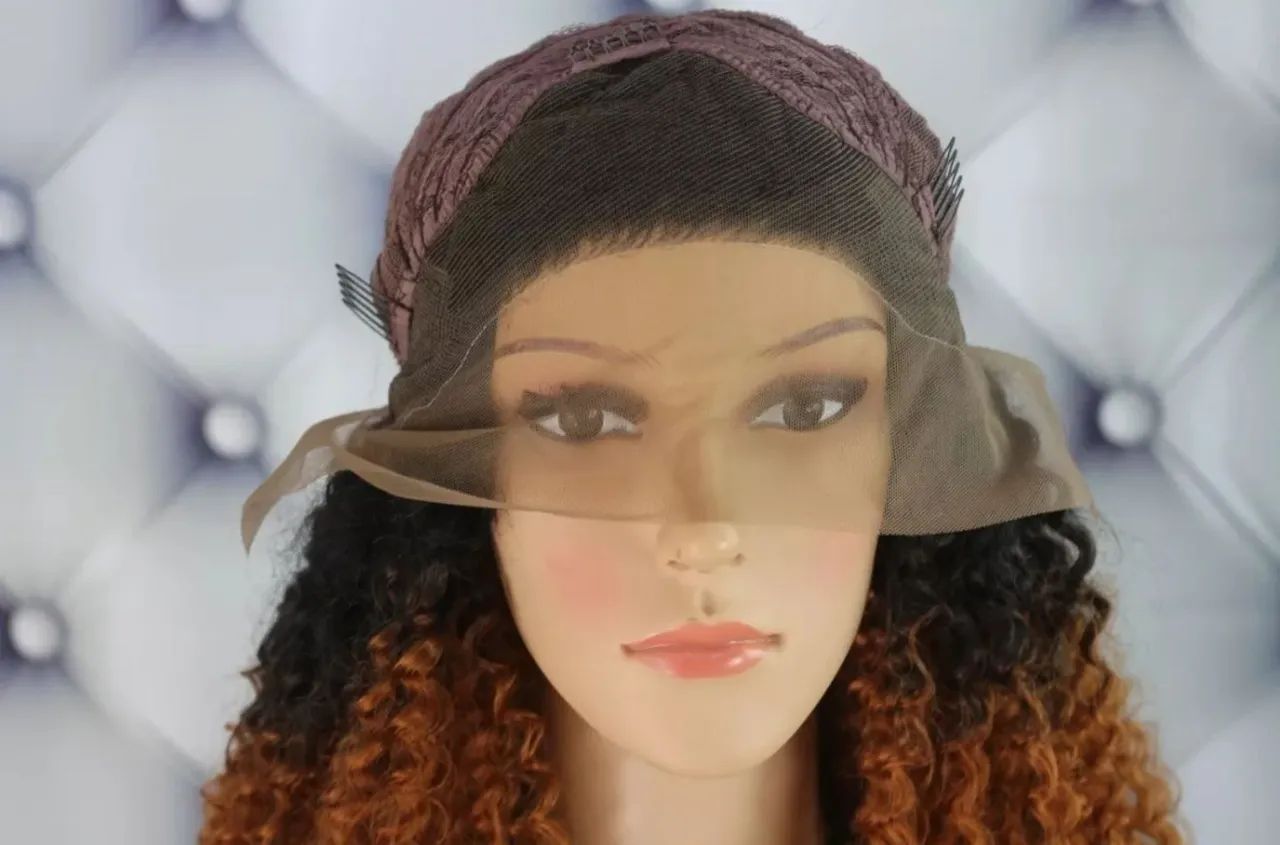 Peruca Lace Front Afro Kinky Curly Castanho e Preto - Foto 5