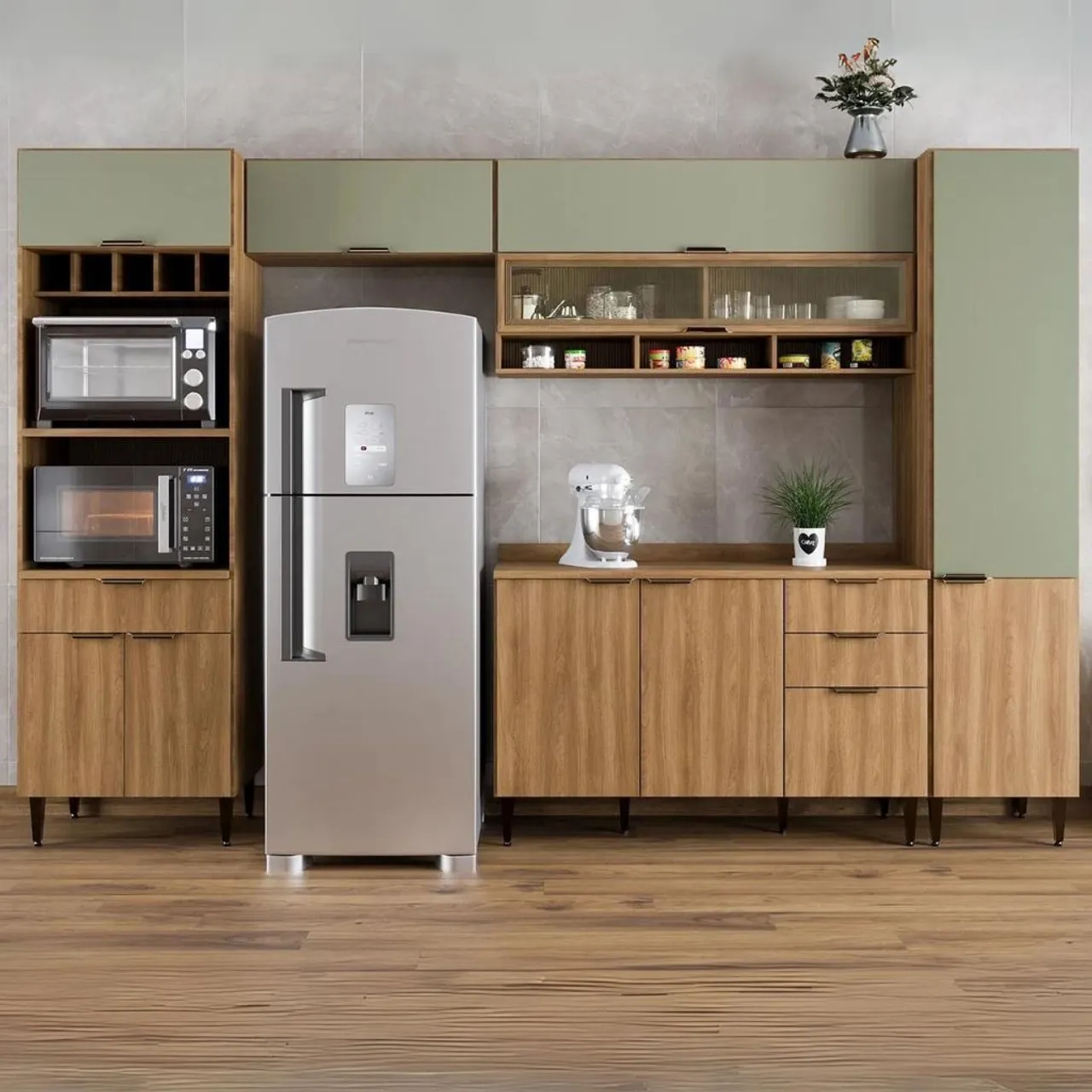 Cozinha 5 Peças Nogal Manchester/Verde Matte tt433
