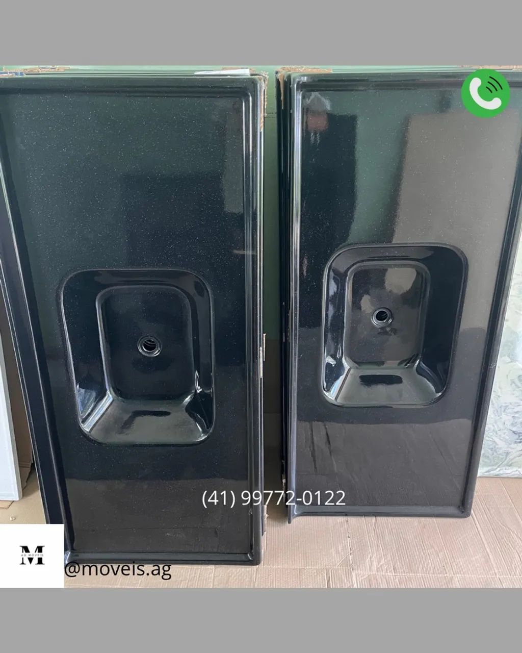 Cubas de pia em marmorite preto