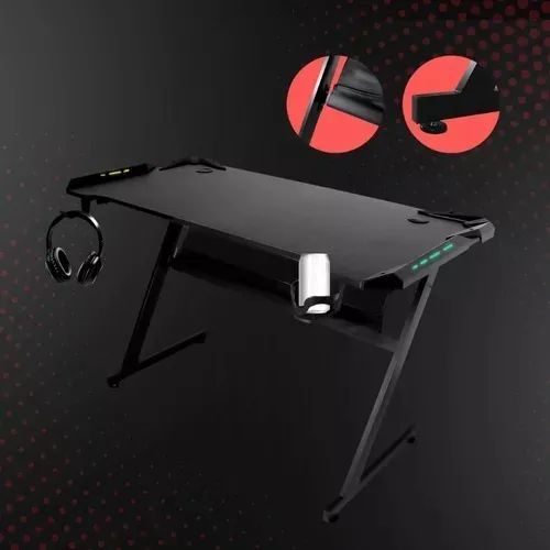 Mesa Gamer Jogos Iluminada Pc Computador Rgb Suporte Headset