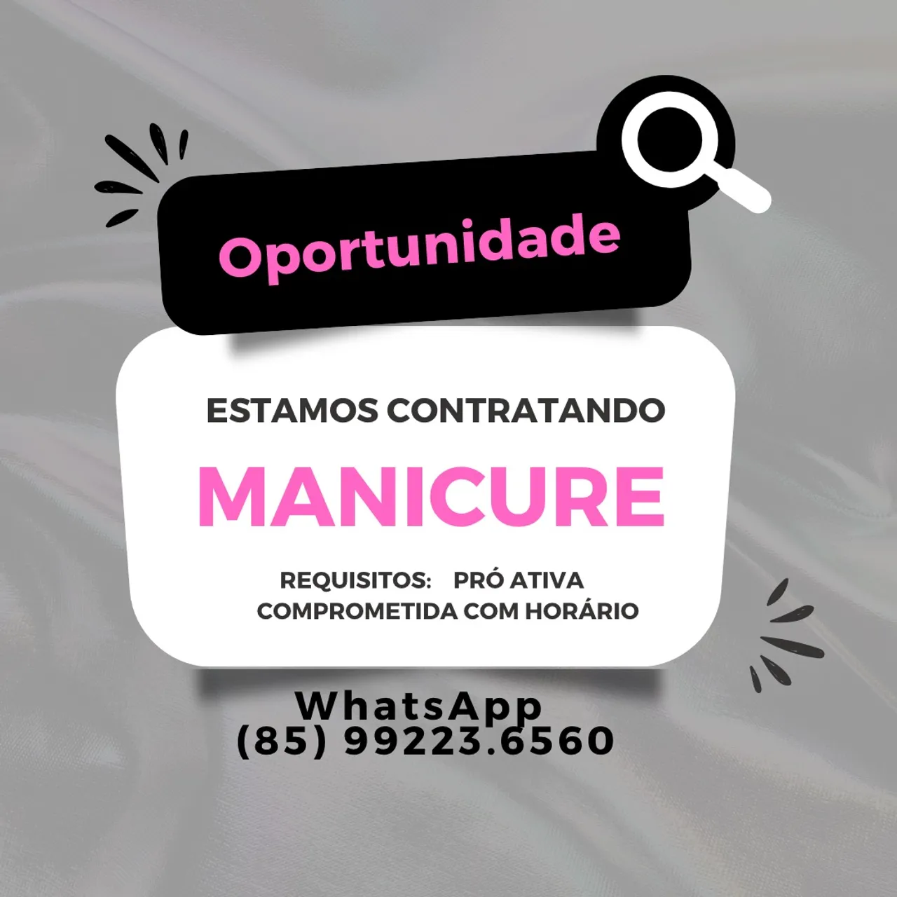 Contrata-se manicure.