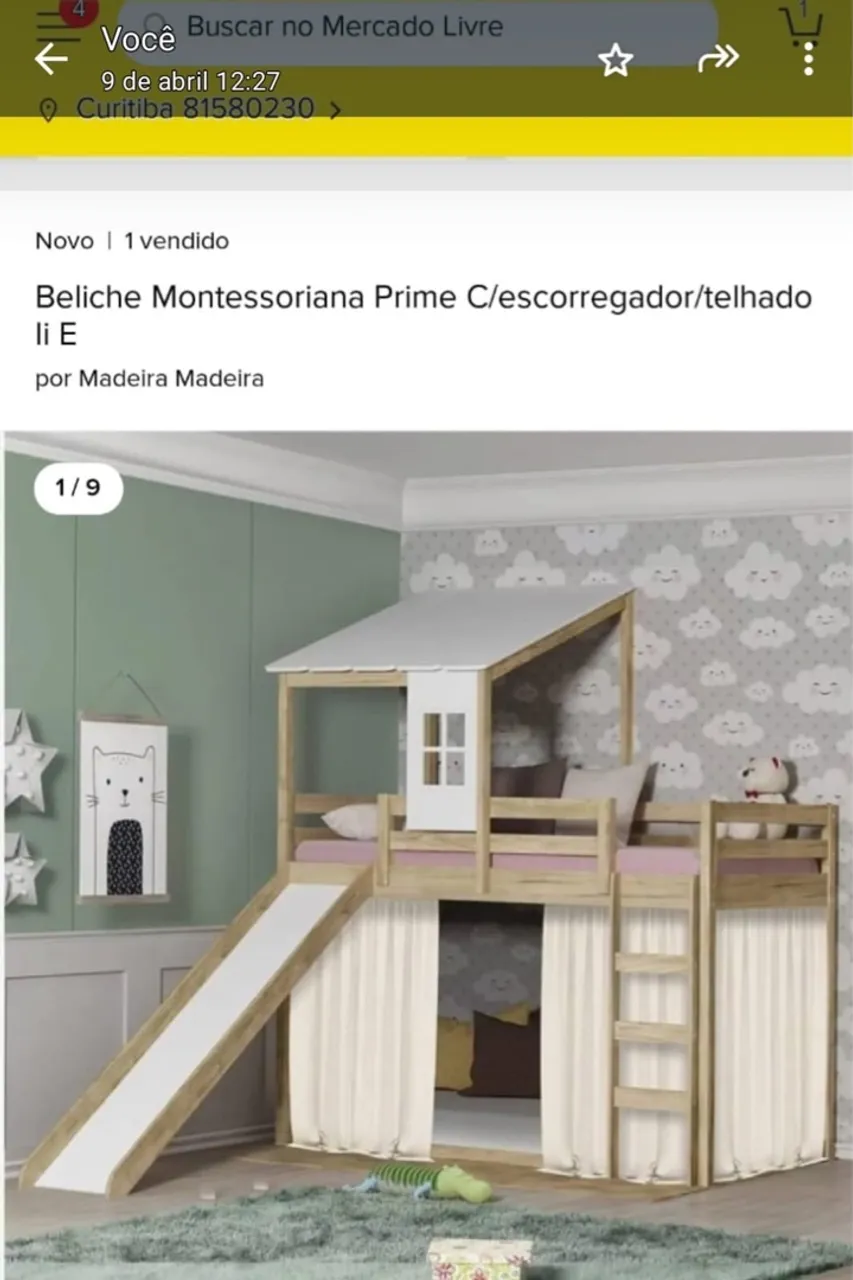 Beliche Montessoriana Prime com Escorregador e Telhado