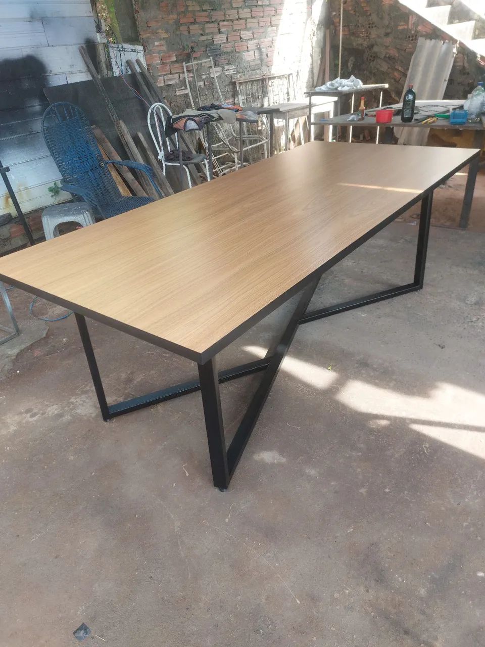 Mesa de jantar/escritório em madeira e aço - Foto 3