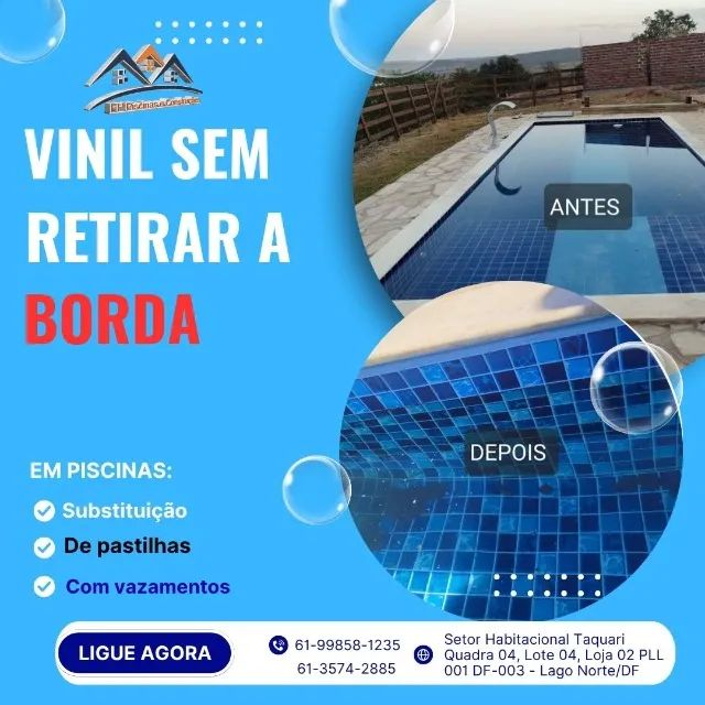 Vinil para Piscinas SEM retirar a borda: vazamentos, troca ou em construção  - Foto 2