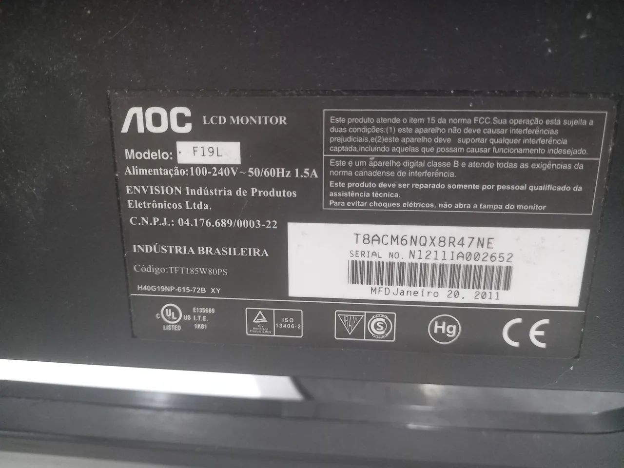 Monitores AOC 19 polegadas com defeito. Leia o anúncio por favor. - Foto 2