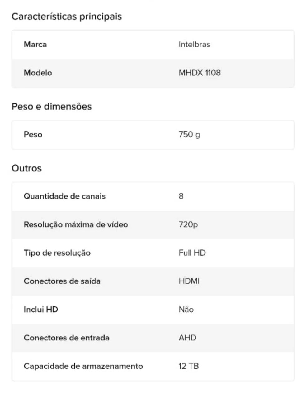 RECEIVER INTELBRAS 08 CANAIS FULL HD64298188669826122