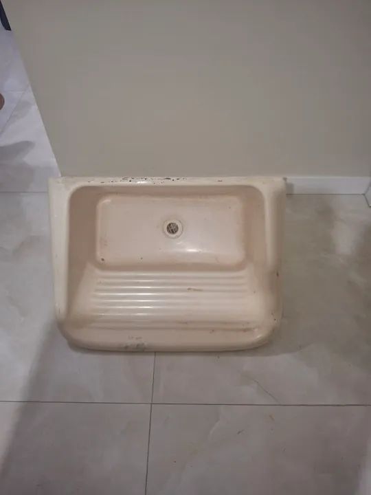 Tanque lavanderia mármore sintético branco, - Foto 2