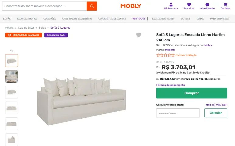 Sofá estilo praiano com capa! - NOVO - Divido em até 18x no cartão sem juros! - Foto 4
