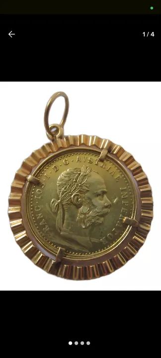 Pingente de moeda ouro22k 1 Ducado Áustria 1915