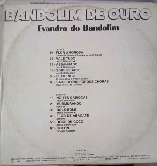 Disco Vinil LP. Bandolim de Ouro Evandro do Bandolim - Foto 2