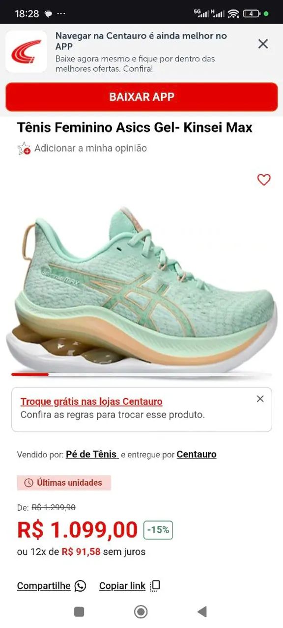 Tênis Asics Gel-Kinsei Max [41] Semi-Novo Calçados Vila Xavier