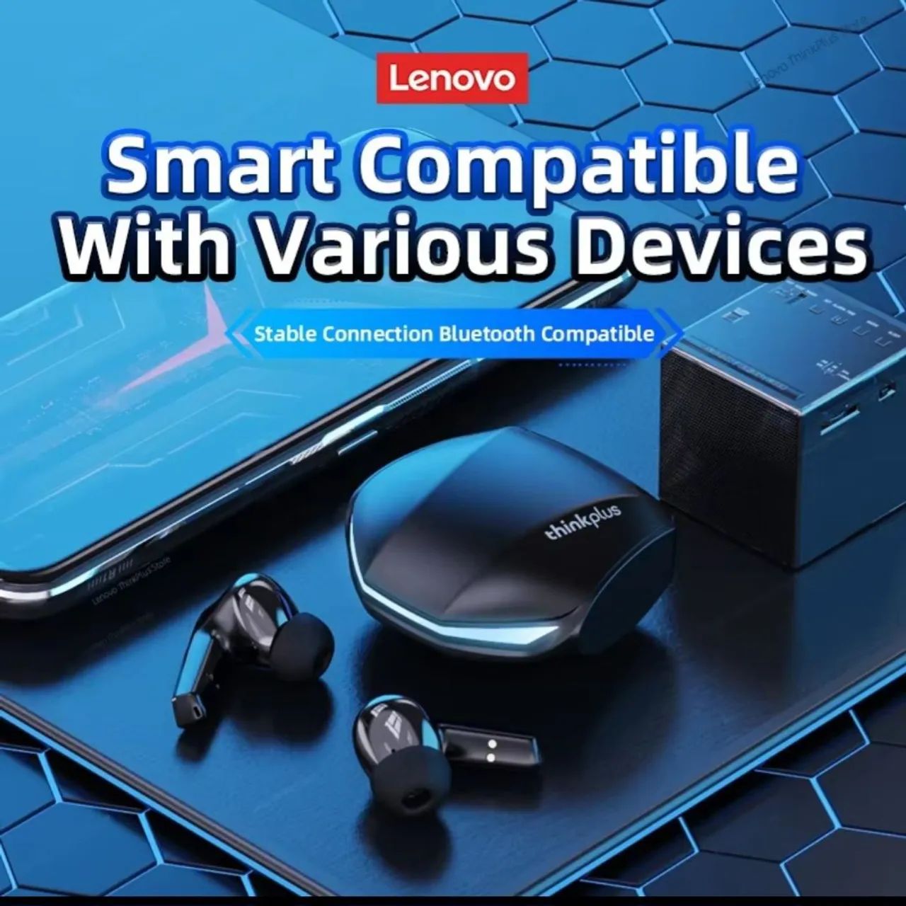 Fone de ouvido Gamer original Lenovo Bluetooth Microfone - Foto 4