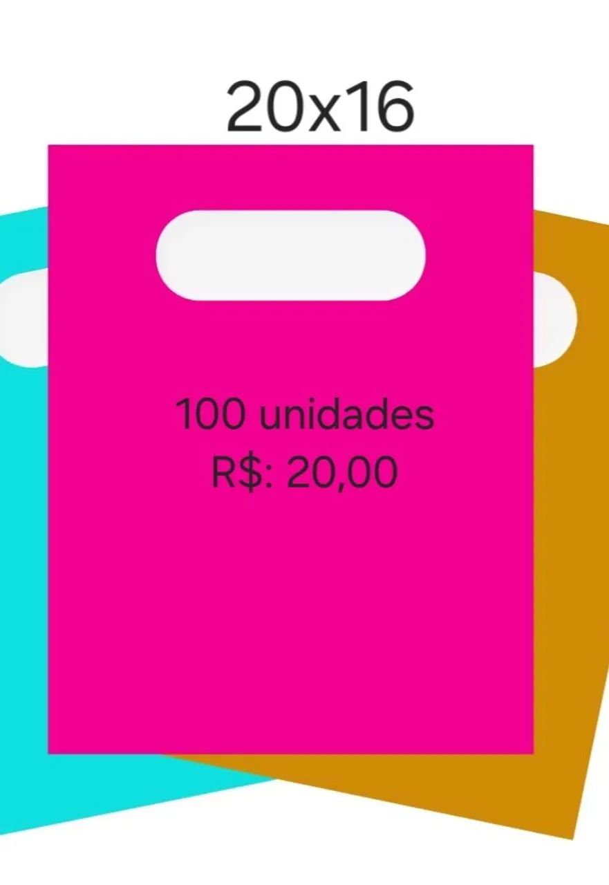 100 unidades Sacolas boca de palhaço 20x16 