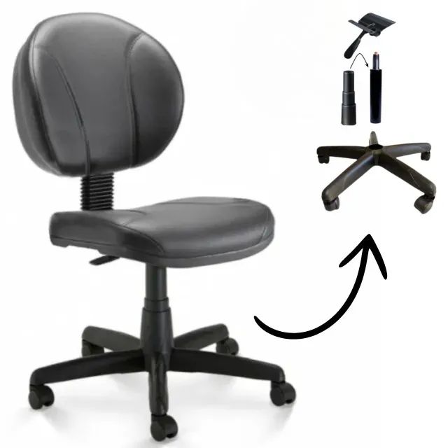 Cadeira Executiva PLUS Costurada Sem Braços Corino Preto Conforto Ergonômico 32979 - Foto 2