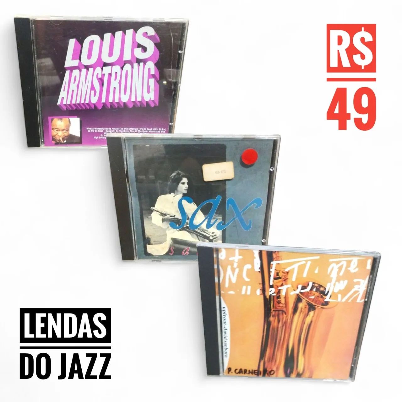 Lote CDs de Jazz - Louis Armstrong + Sax + Outros - CDs, DVDs etc