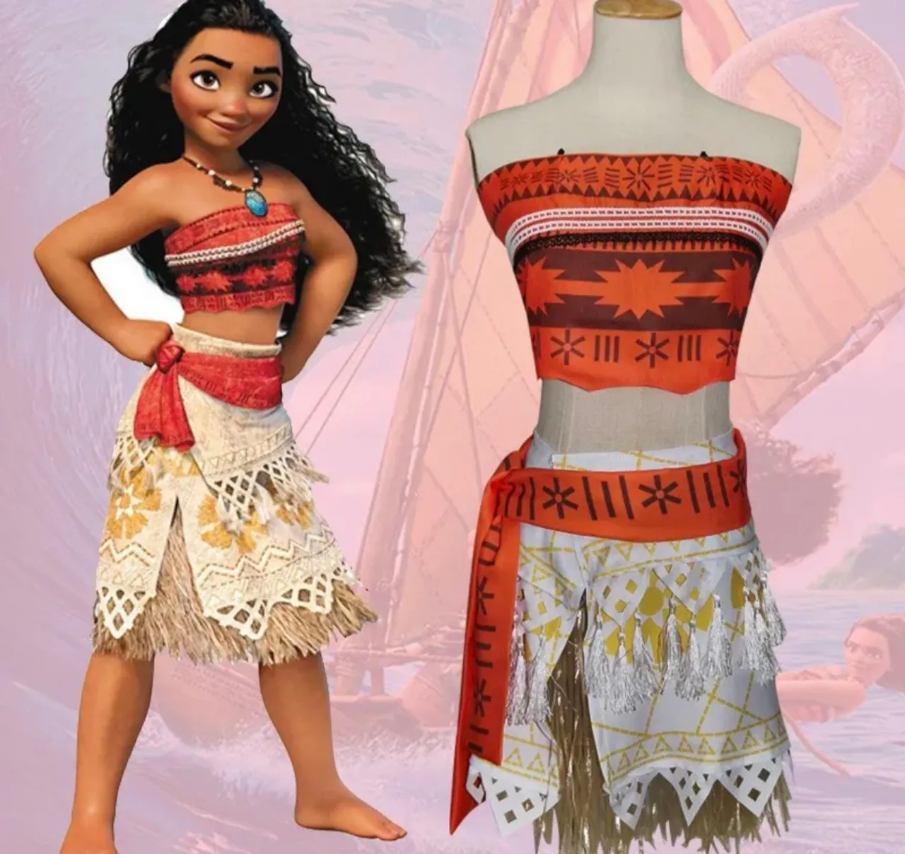 Fantasia Moana Adulto - Conjunto Completo