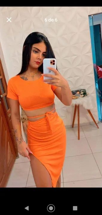 Conjunto canelado básico ,midi com fenda.  - Foto 3