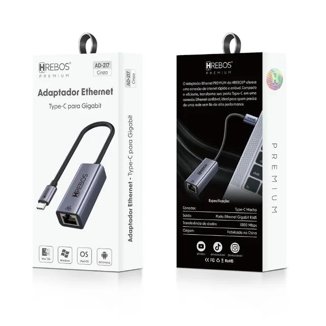 Adaptador Type-C para Ethernet Premium - Hrebos - Foto 4