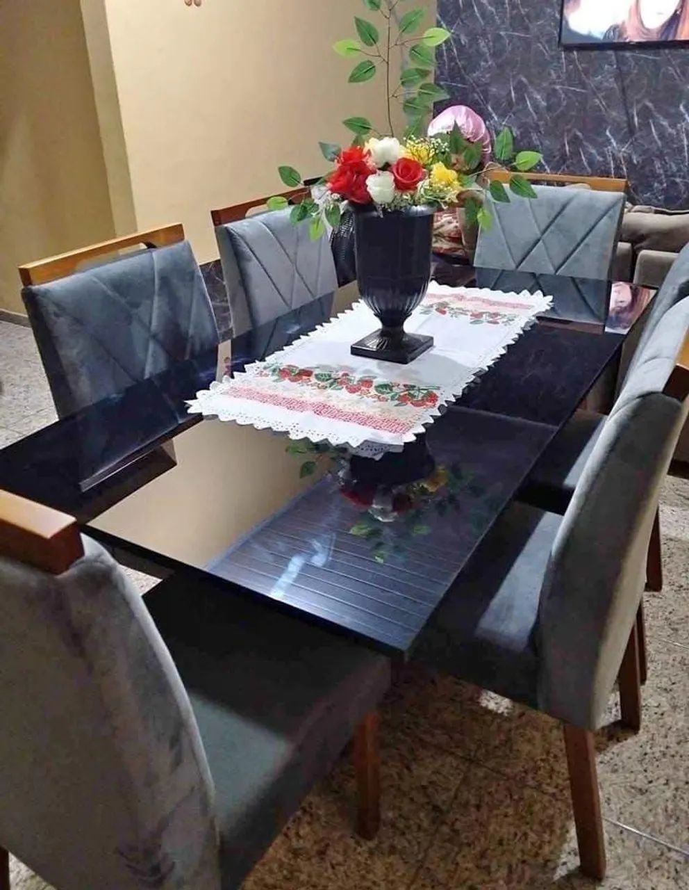 Conjunto de Mesa de Jantar com 6Cadeiras Elegantes - Foto 5