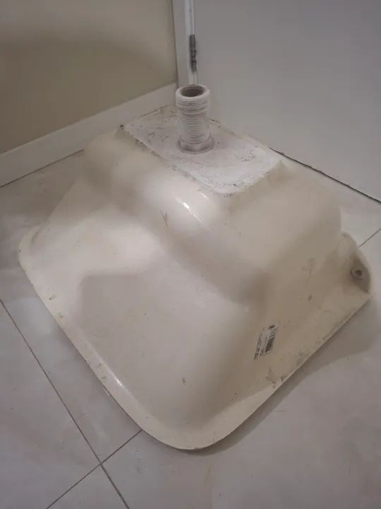 Tanque lavanderia mármore sintético branco, - Foto 3