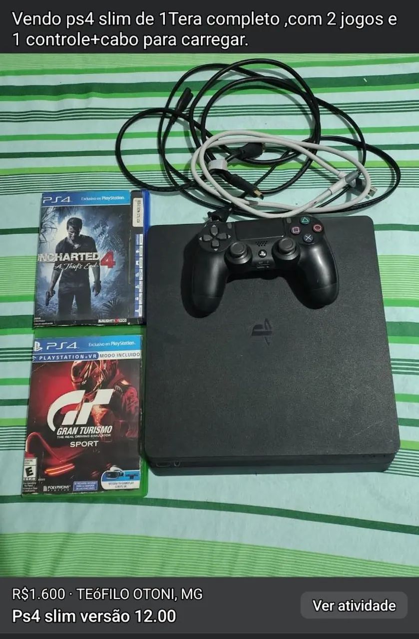 PS4 Slim 1TB Completo com 2 Jogos