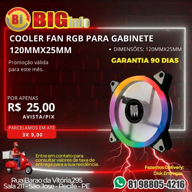 Cooler Fan Para Gabinete Com Led Revenger  