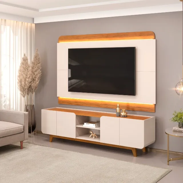 BANCADA COM PAINEL COM LED PARA TV'S ATÉ 75"