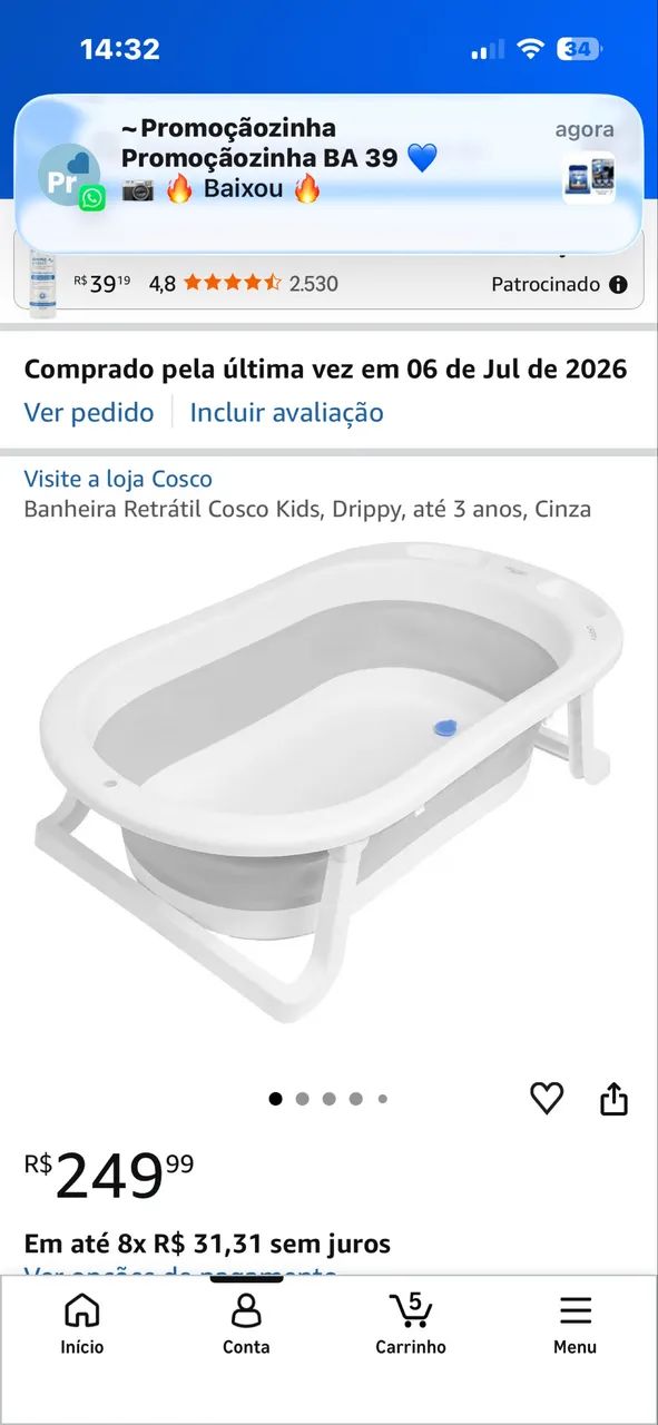 Banheira cosco nova 