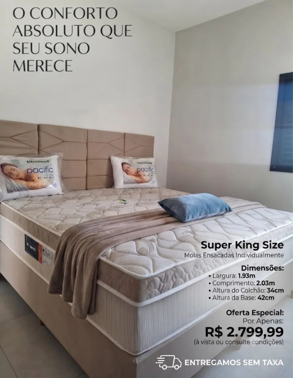 CAMA BOX SUPER KING SIZE MOLAS ENSACADAS COMPLETA 