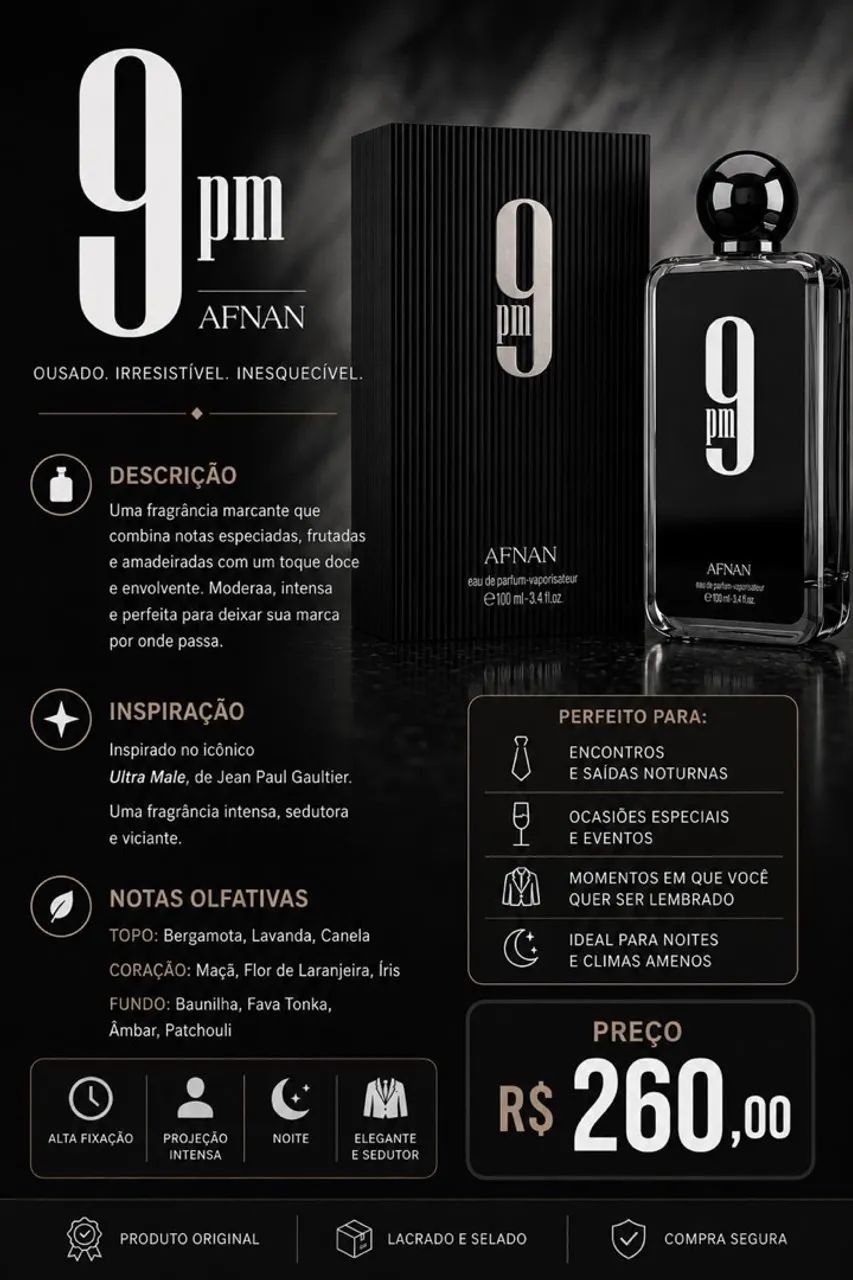 9pm black, EDP, 100ml, Lacrado  - Foto 2