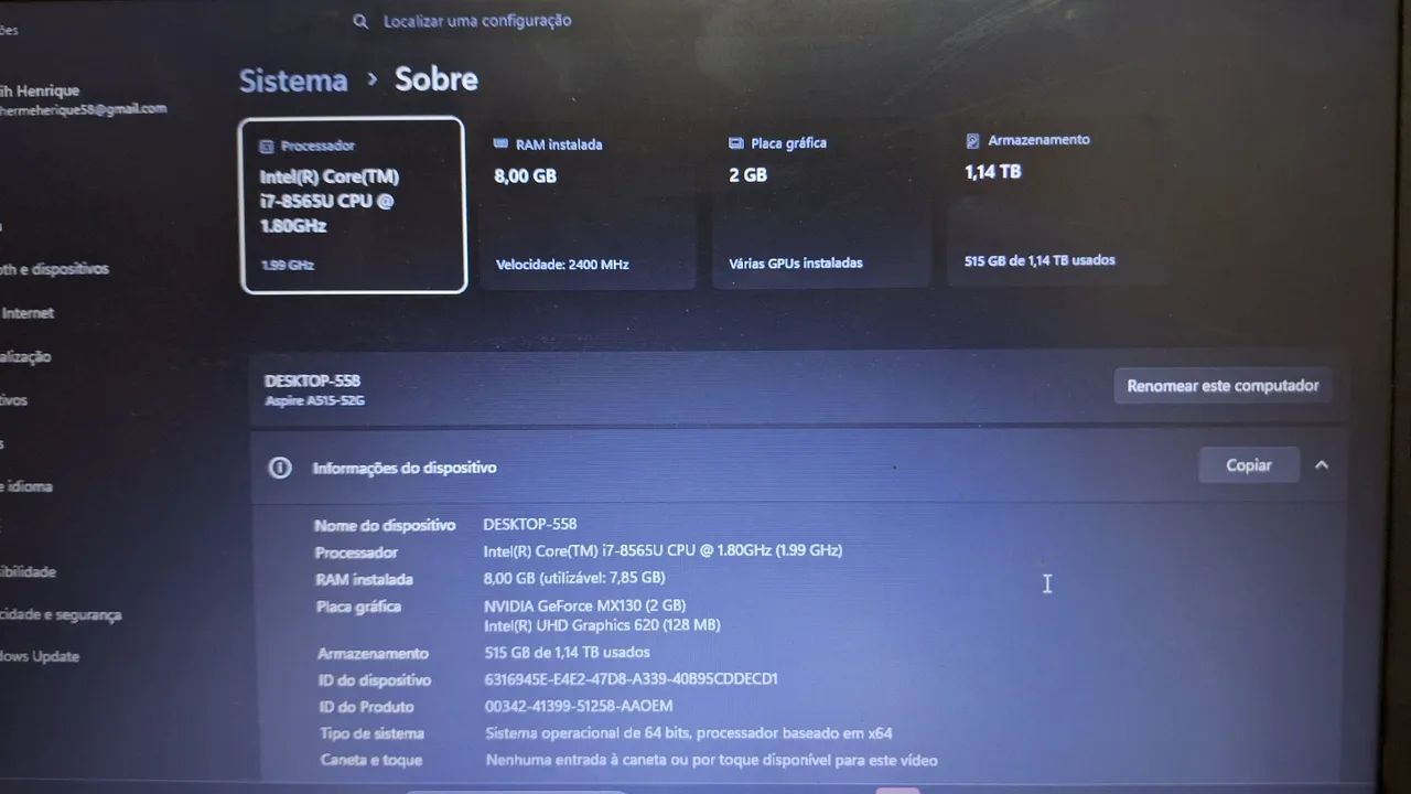 Notebook Acer Aspire5