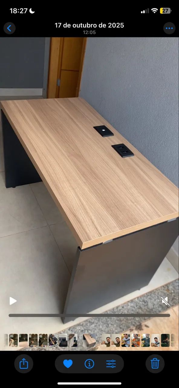 Mesa de Escritório MDF 1,20m com Tomadas e Ponto de Rede - Foto 3