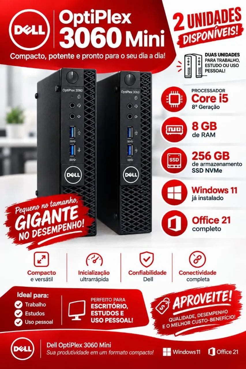 2 unidades Dell optiplex i5 8th 8 GB RAM SSD Nvme 