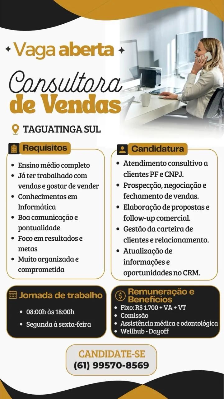 Vaga de emprego - VENDEDORA