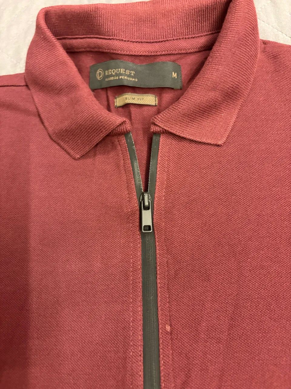 Camisa polo vinho ziper algodao peruano M - Foto 3
