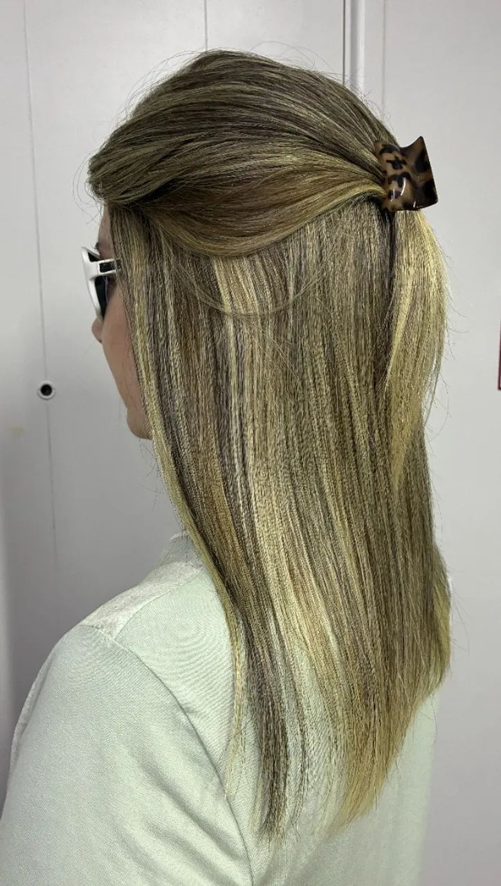 Nova Linda Peruca 100% Cabelo Humano Louro Liso 35 cm - Foto 2