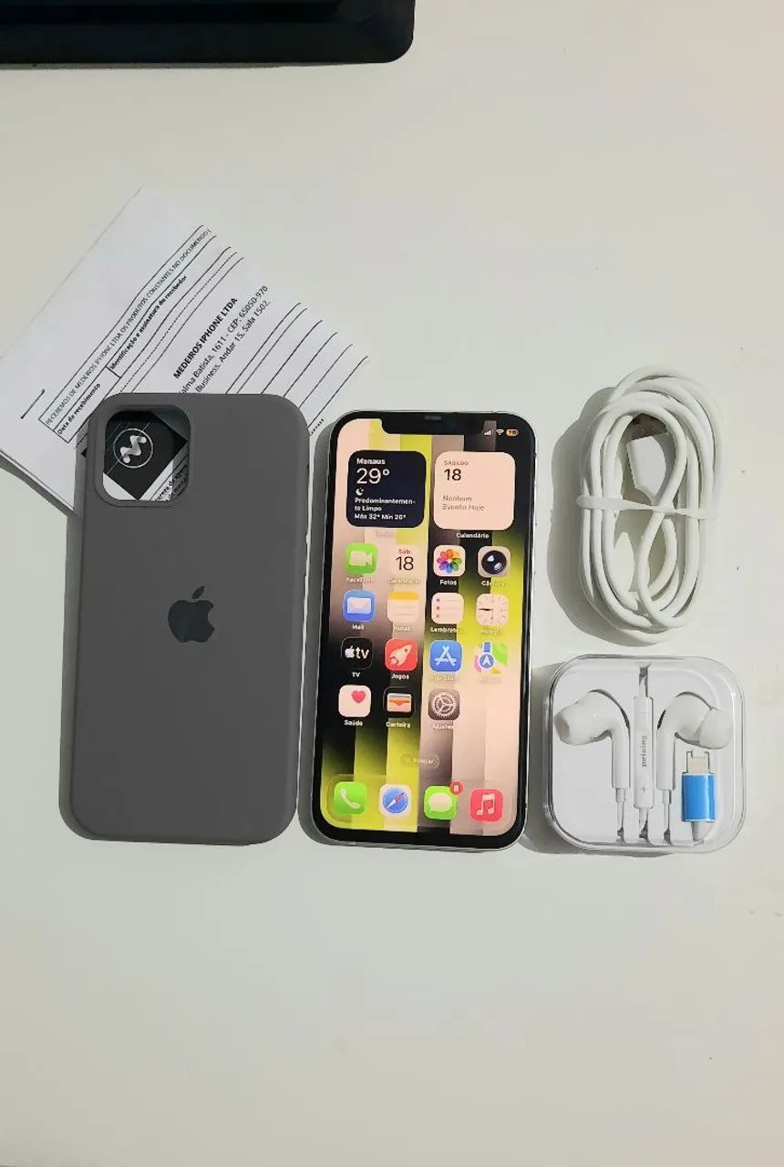 iPhone 12, 128GB, Face ID, Sem marcas, C/ Nota Fiscal - Celulares