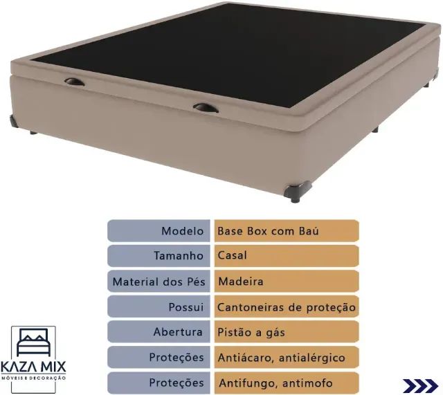 Cama Base com Baú e Colchão com Molas Ensacadas de Casal  - Foto 2