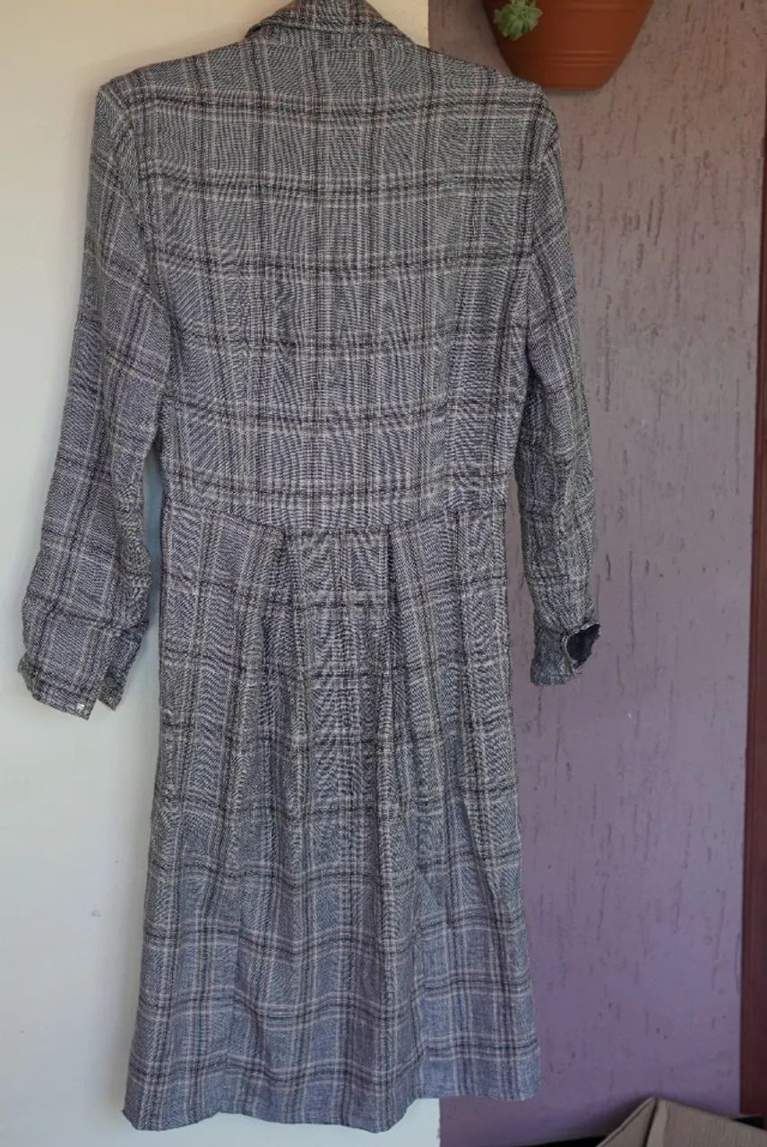 vestido chemise de linho puro xadrez - Foto 4