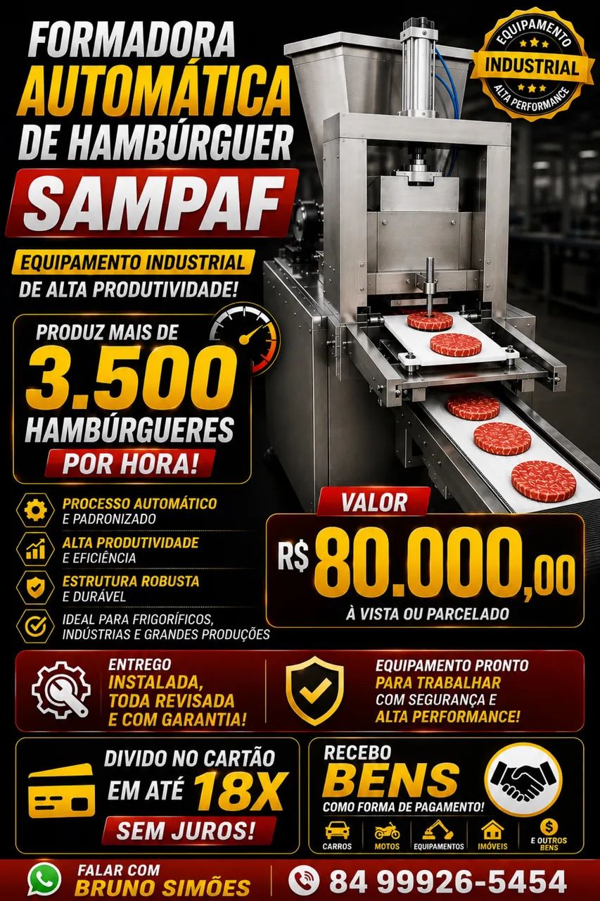 Máquina formadora de hambúrguer. 