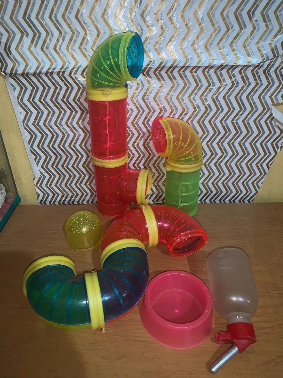 Kit Acessórios para Hamster(tubos+comedouro e Bebedouro)