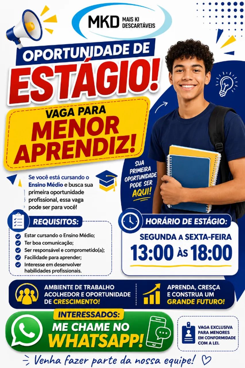 Vaga de estágio periodo da tarde