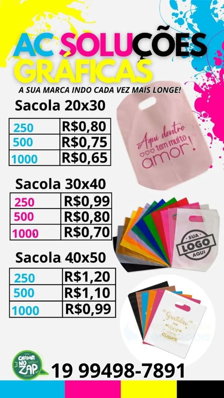SACOLAS PLÁSTICA PERSONALIZADAS 