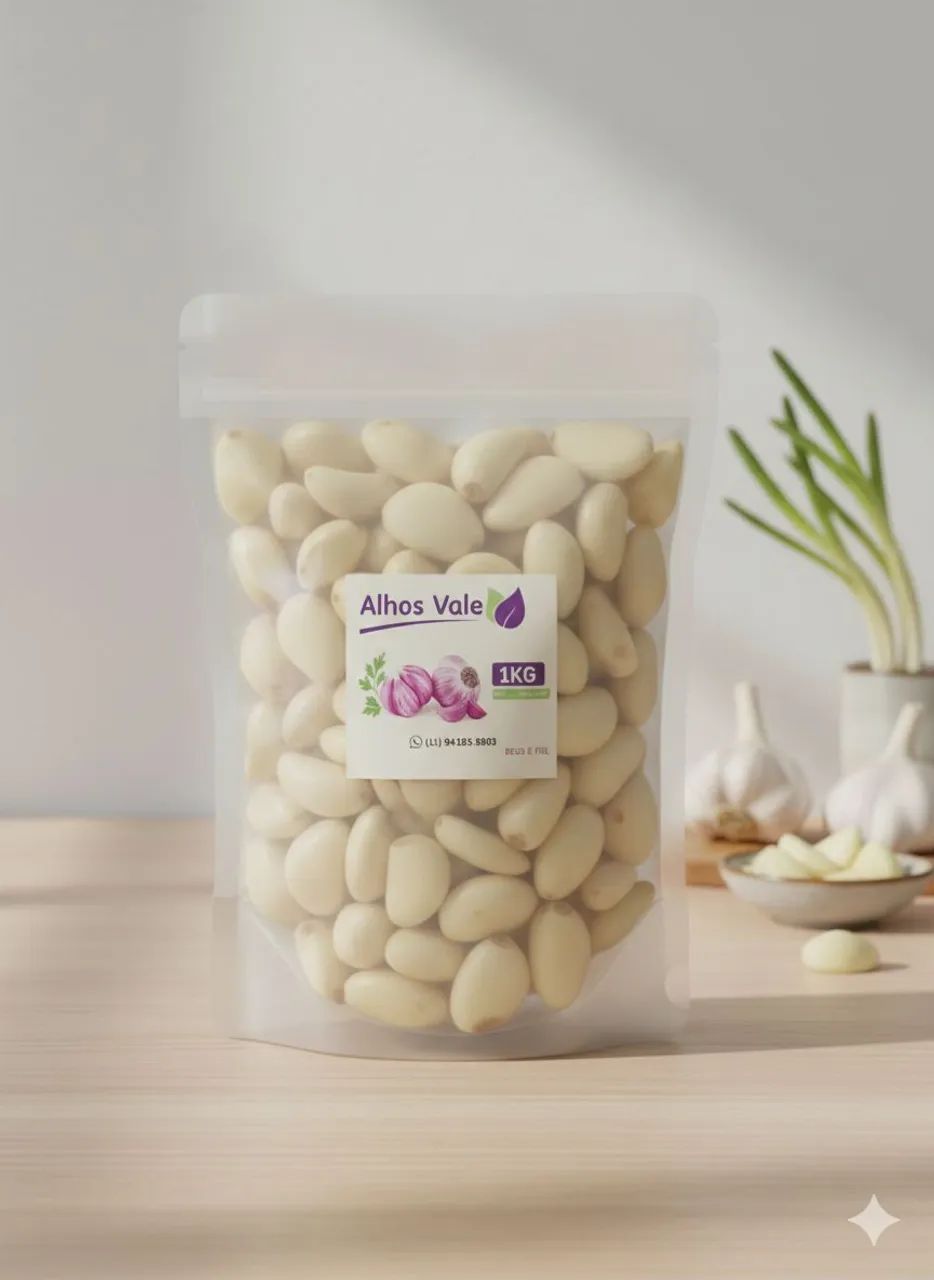 1Kg Alho Roxo Descascado S/ Conservantes.