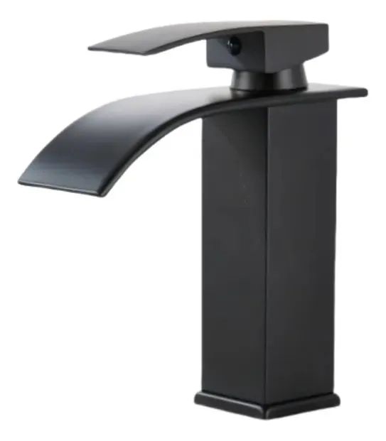 Single-lever Bathroom Basin Faucet with Low Spout, Matte Black Finish.