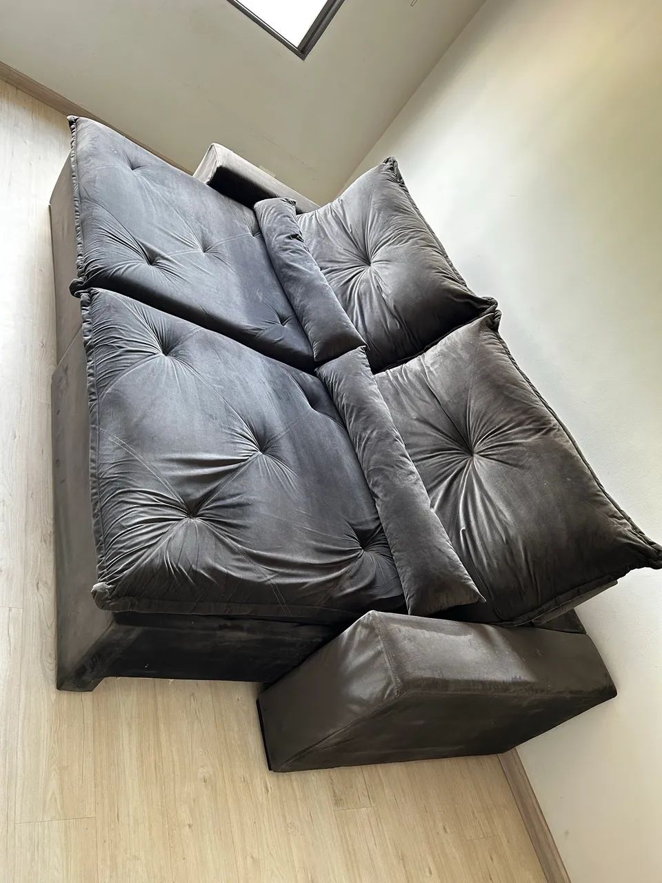 Sofá Retrátil e Reclinável 2,90m Suede Cinza - Foto 5